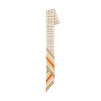 Foulard ultrafin en soie à motif check - Soft Fawn & Bright Orange