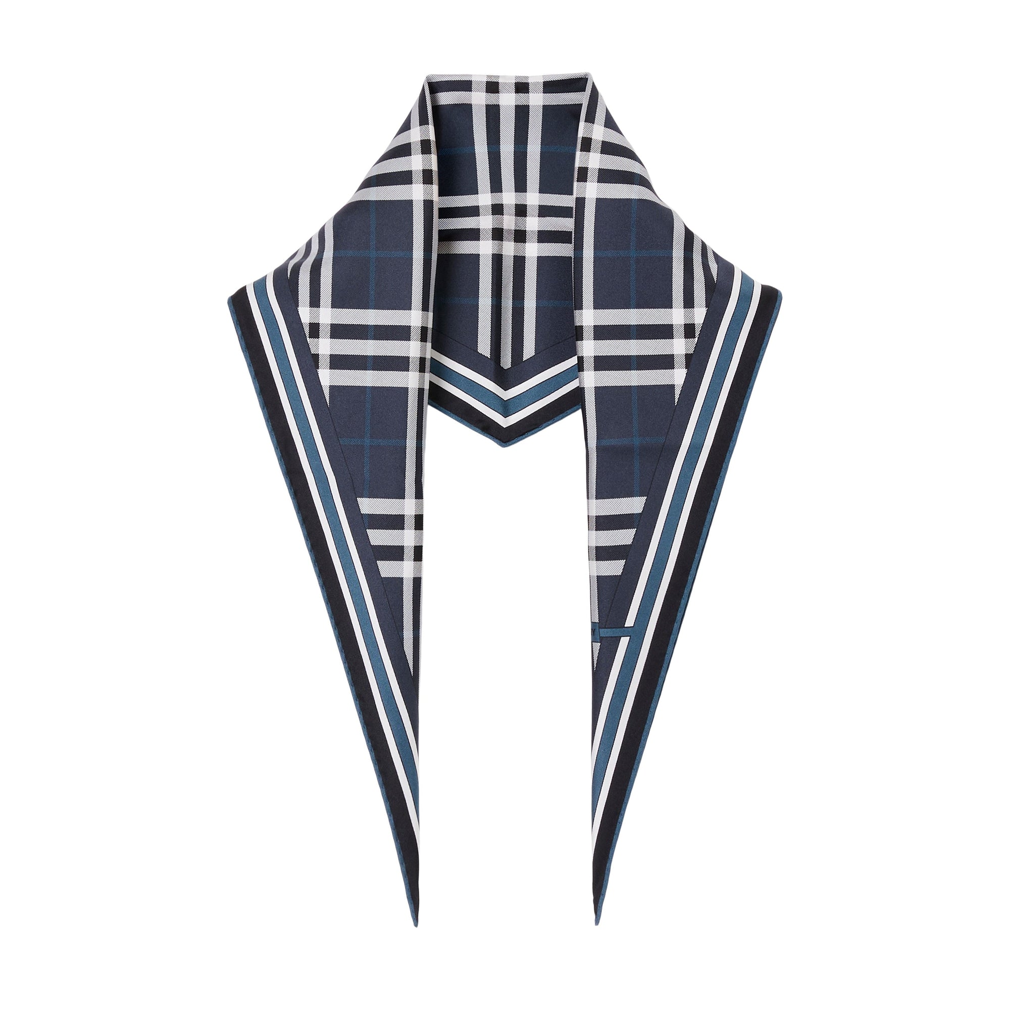 Foulard en soie à motif check - Dark Charcoal Blue