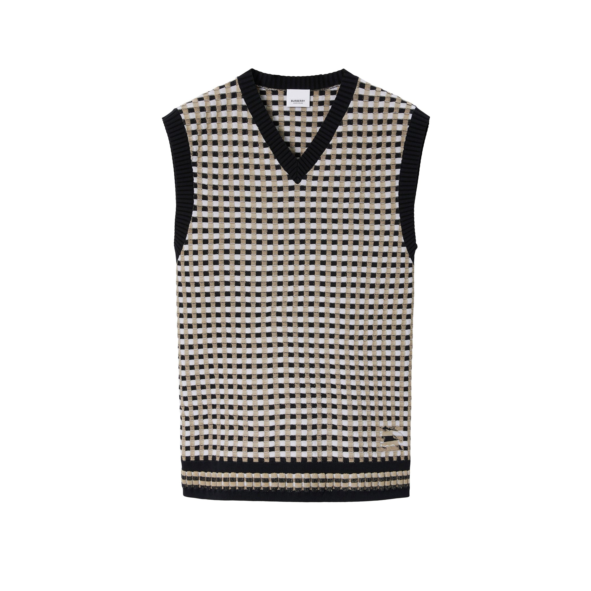 Pull sans manches à motif check - Archive Beige