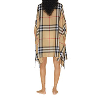 Cape en coton à motif check - Archive Beige