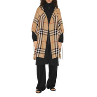 Cape en coton à motif check - Archive Beige