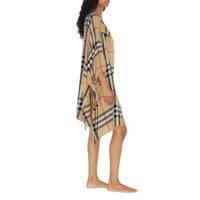Cape en coton à motif check - Archive Beige