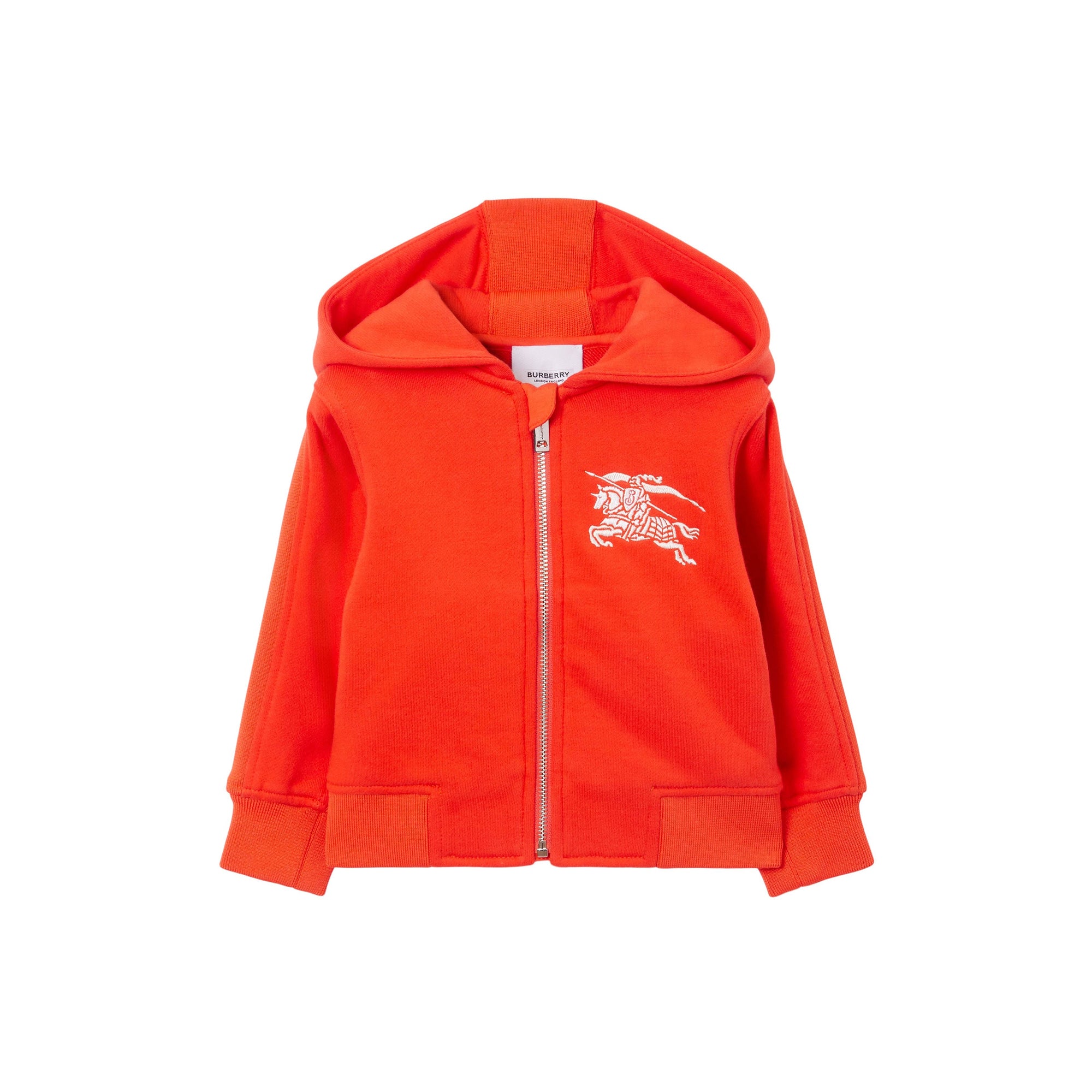 Sweat à capuche zippé en coton à motif cavalier - Scarlet Orange