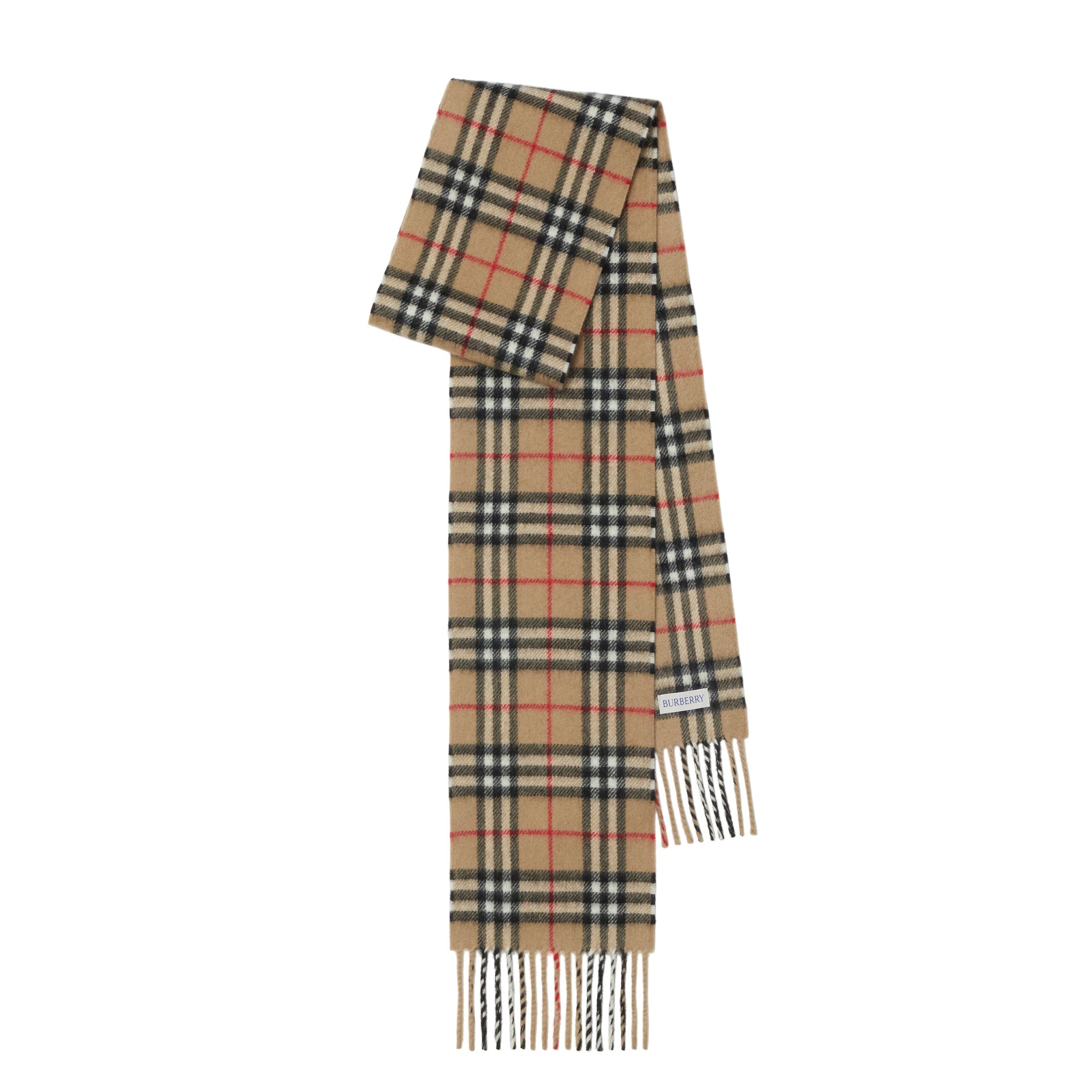 Écharpe légère en cachemire à motif check - Archive Beige