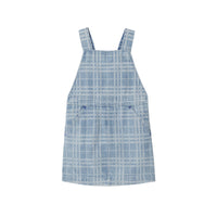 Robe tablier en denim à motif check - Pale Blue Check