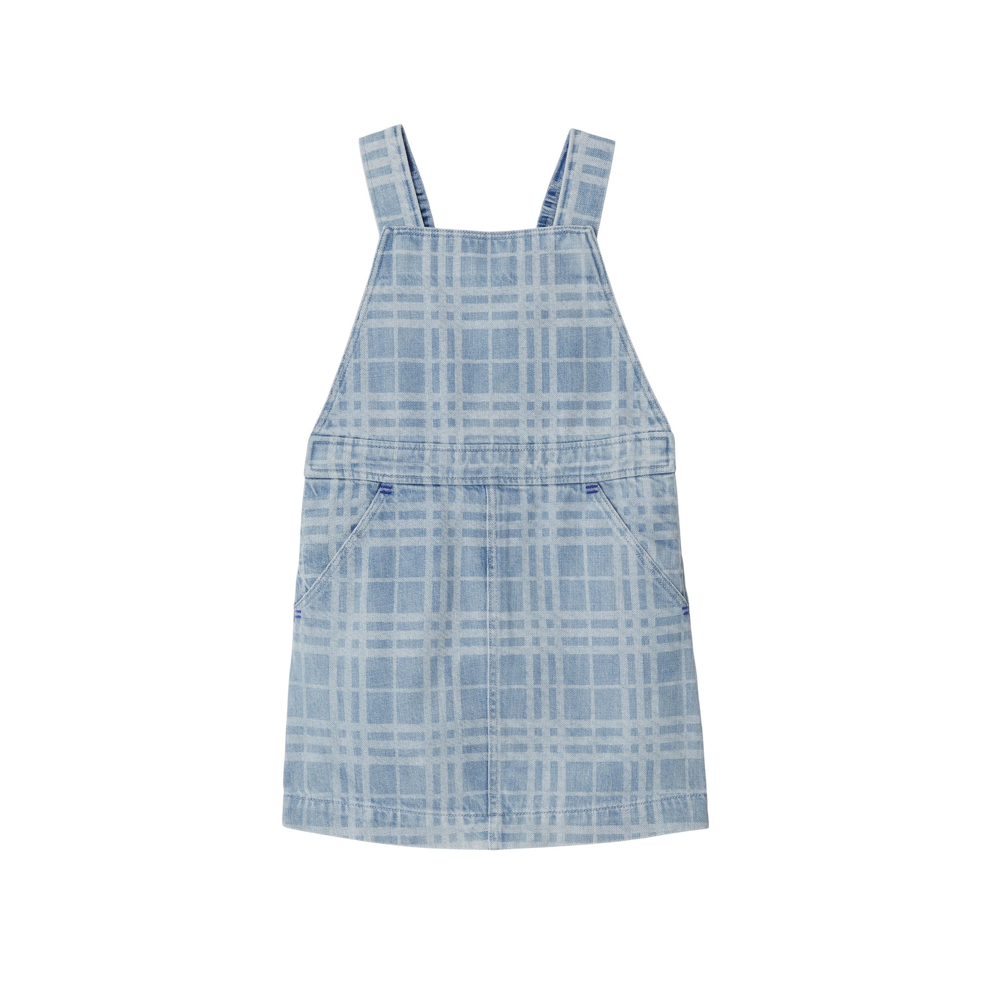 Robe tablier en denim à motif check - Pale Blue Check