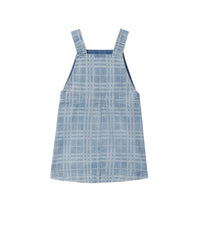 Robe tablier en denim à motif check - Pale Blue Check