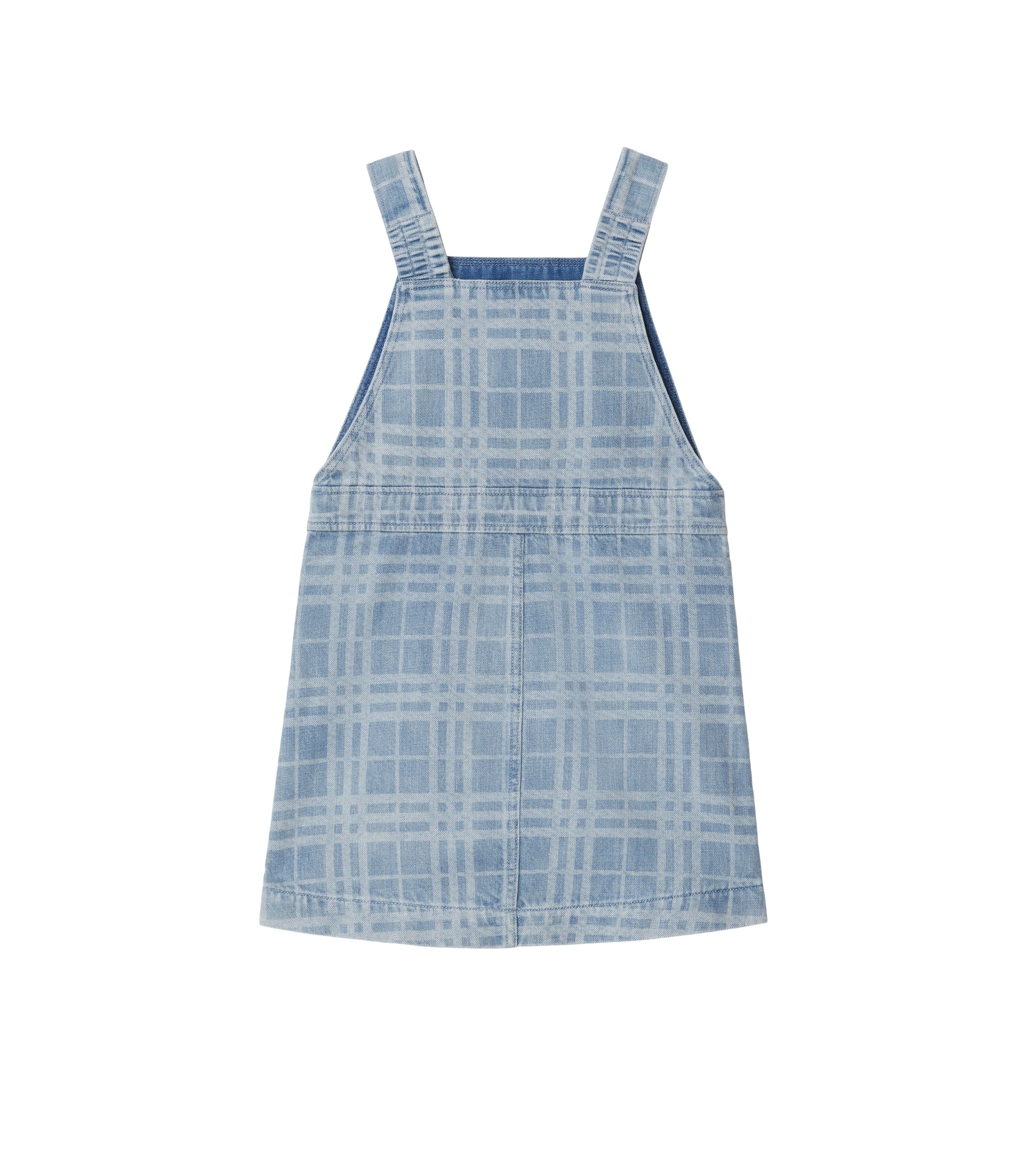 Robe tablier en denim à motif check - Pale Blue Check