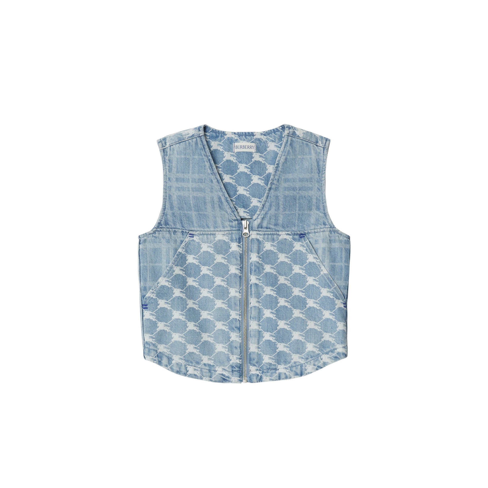 Veste sans manches en denim à motif cavalier - Pale Blue