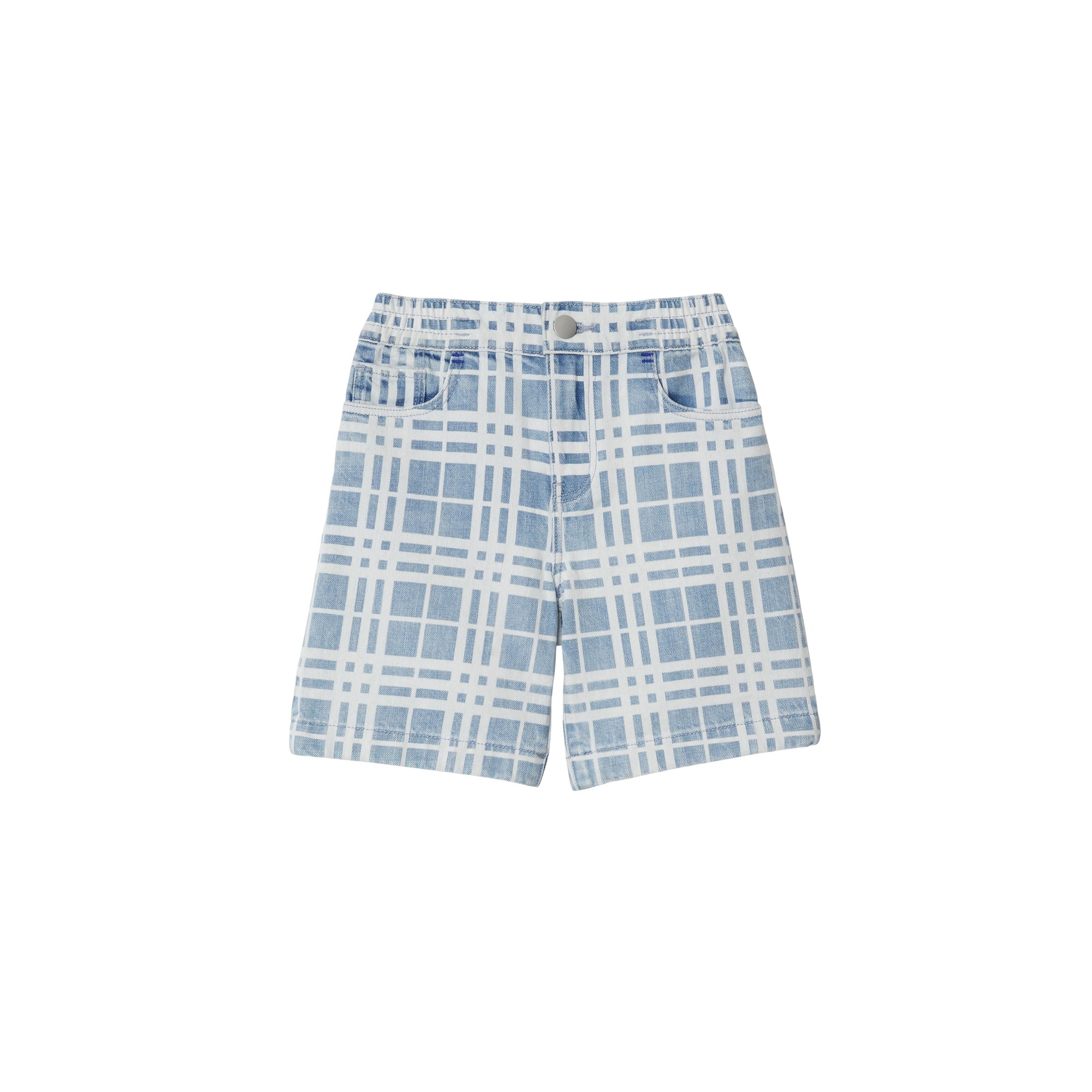 Short en denim à motif check - Pale Blue Check