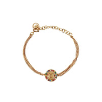 Bracelet monogramme à médaillon plaqué or - Light Gold & Multicolor