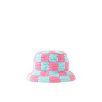 Chapeau bob crocheté - Blue & Pink Checkerbo