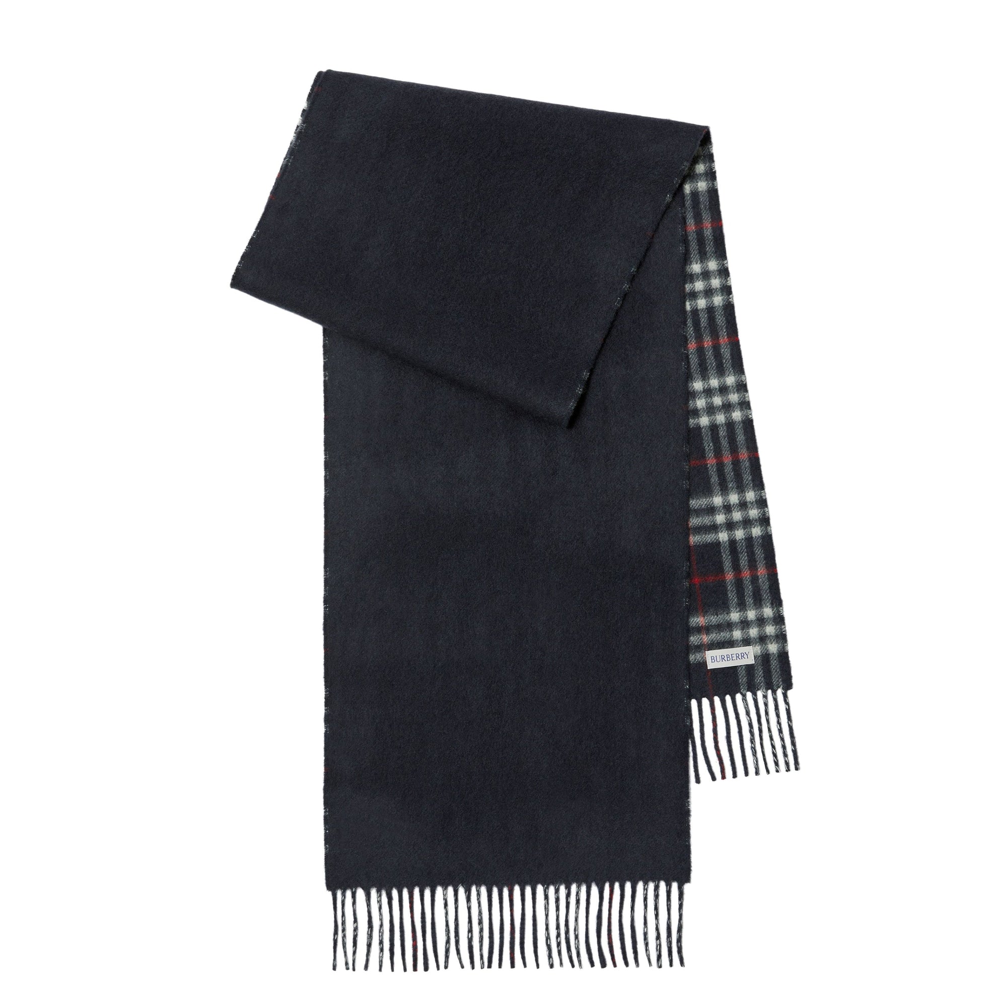 Écharpe réversible en cachemire à motif check - Navy
