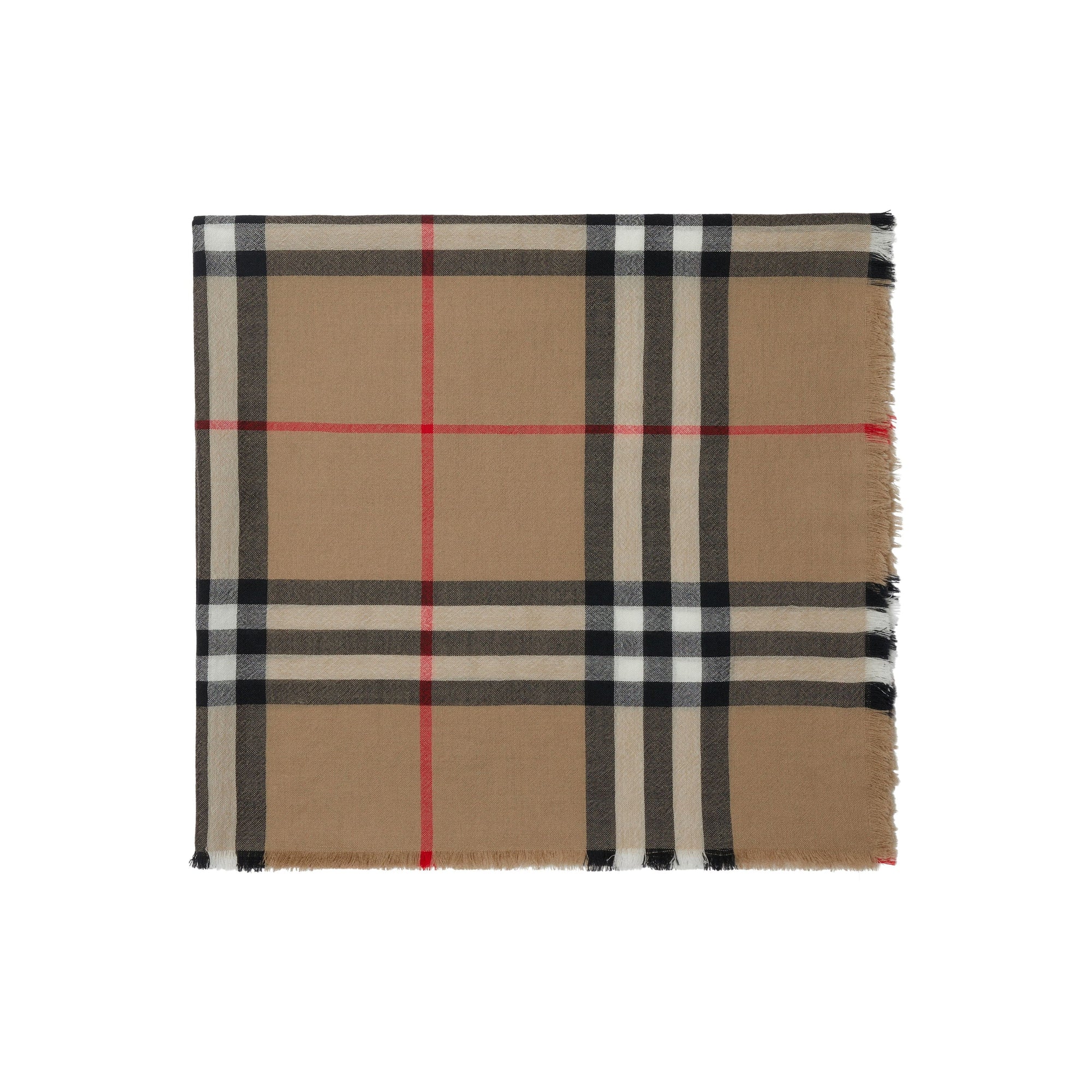 Écharpe en laine à motif check - Archive Beige