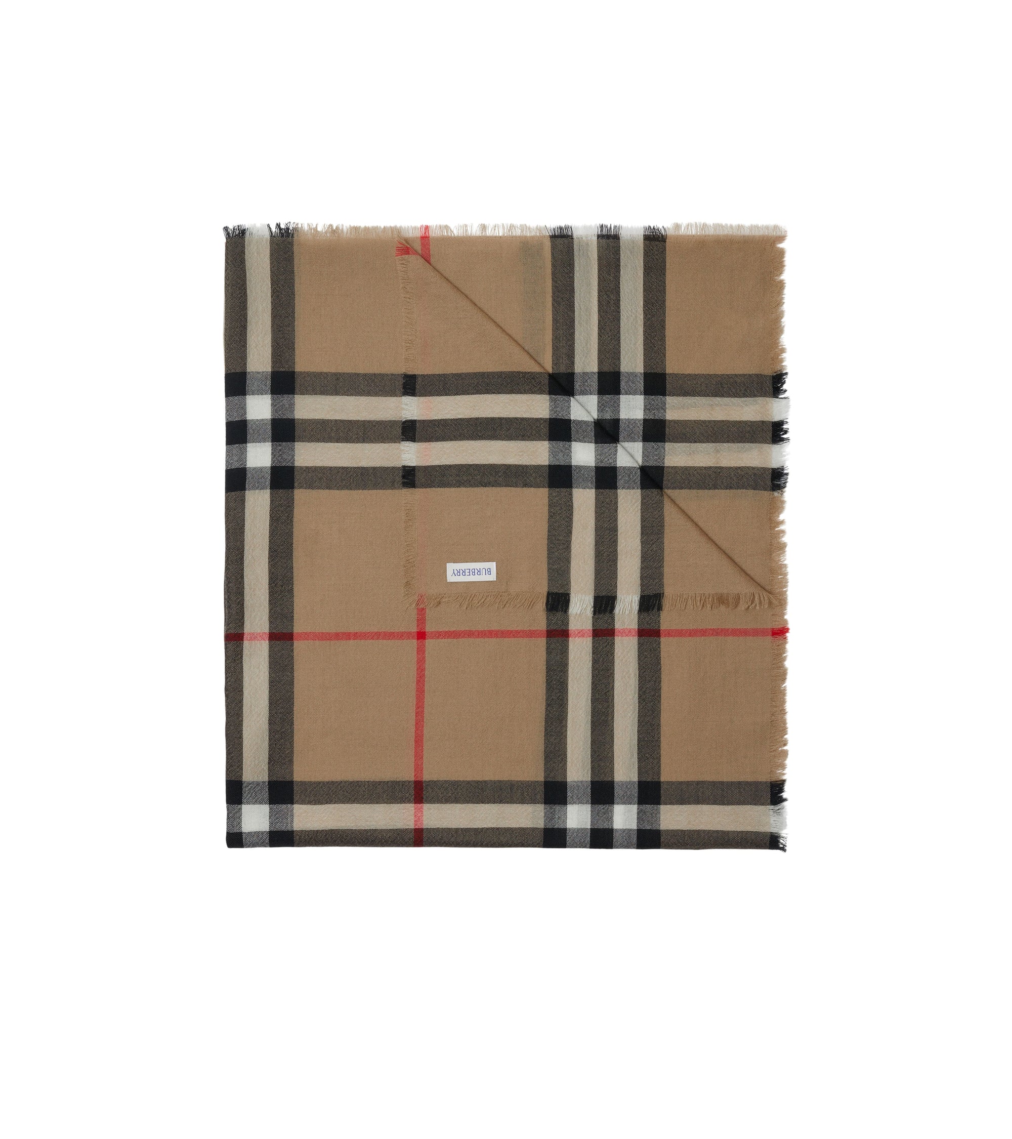 Écharpe en laine à motif check - Archive Beige