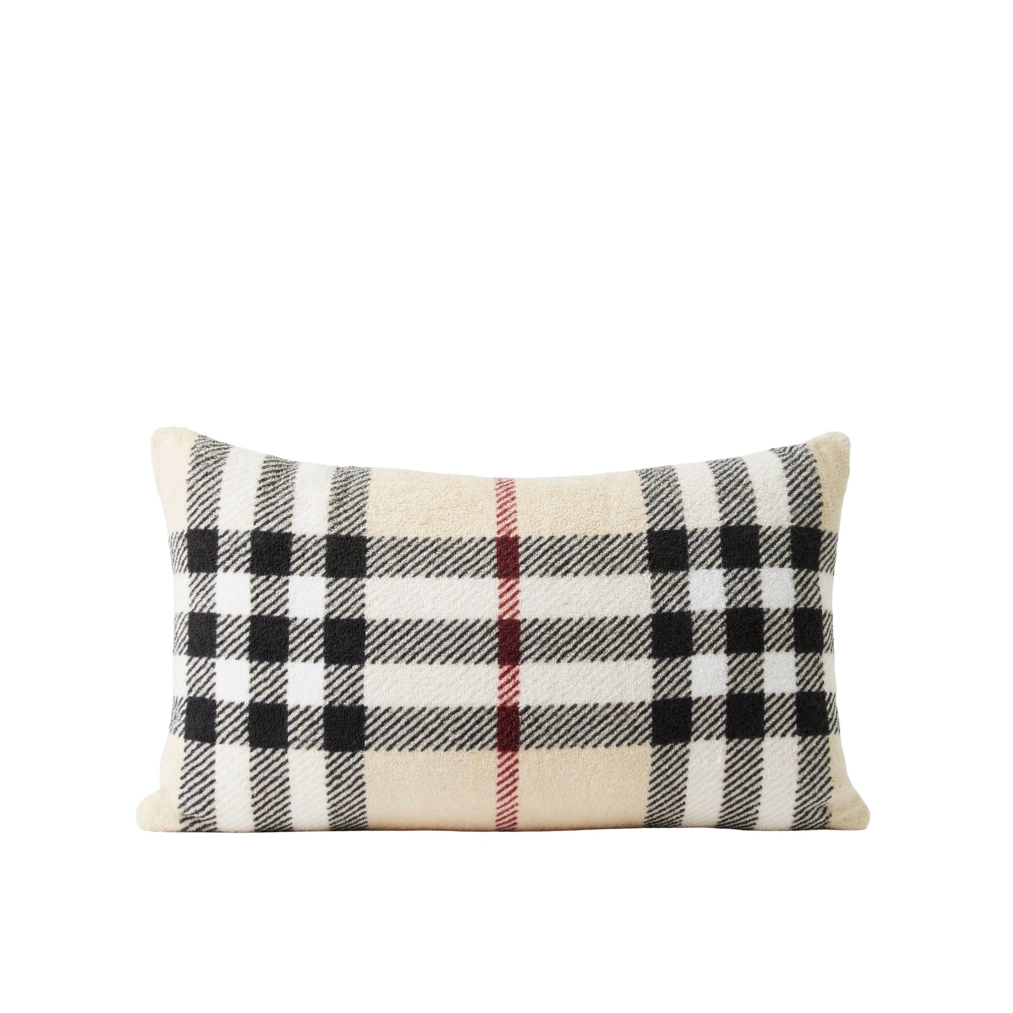 Housse de coussin rectangulaire à motif check - Stone