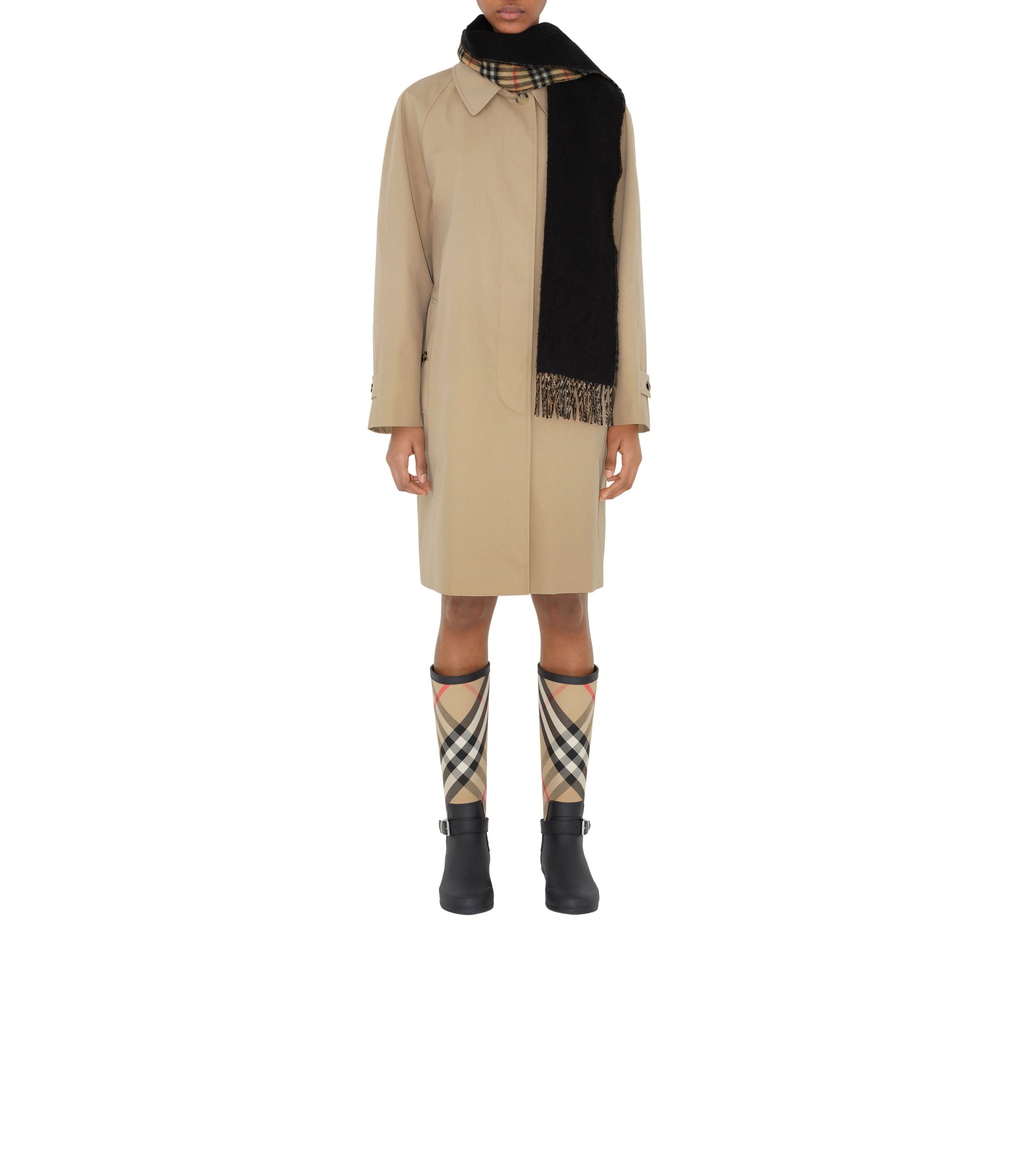 Écharpe réversible en cachemire à motif check - Archive Beige & Black