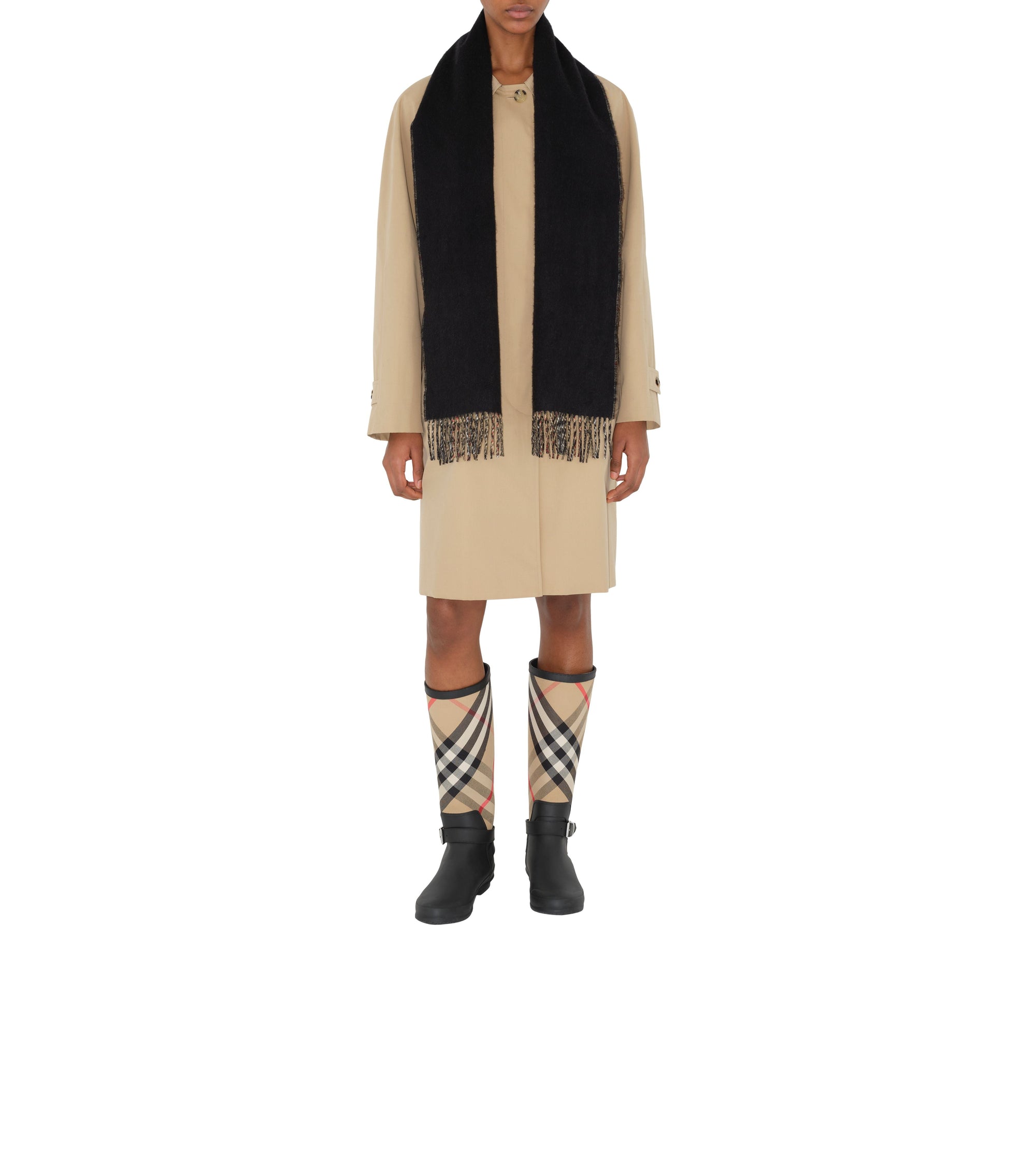 Écharpe réversible en cachemire à motif check - Archive Beige & Black