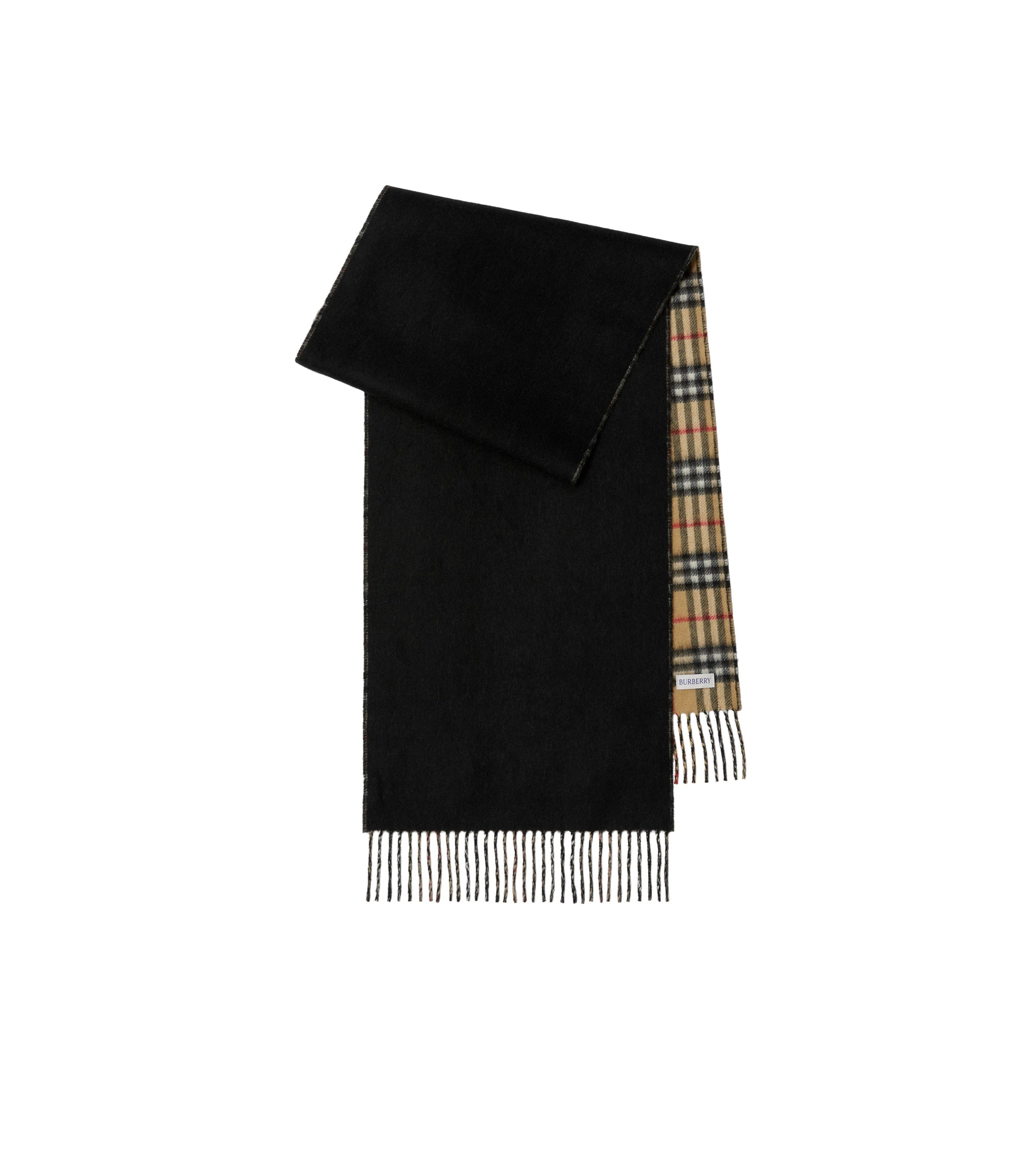 Écharpe réversible en cachemire à motif check - Archive Beige & Black