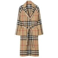 Peignoir en cachemire à motif check - Archive Beige