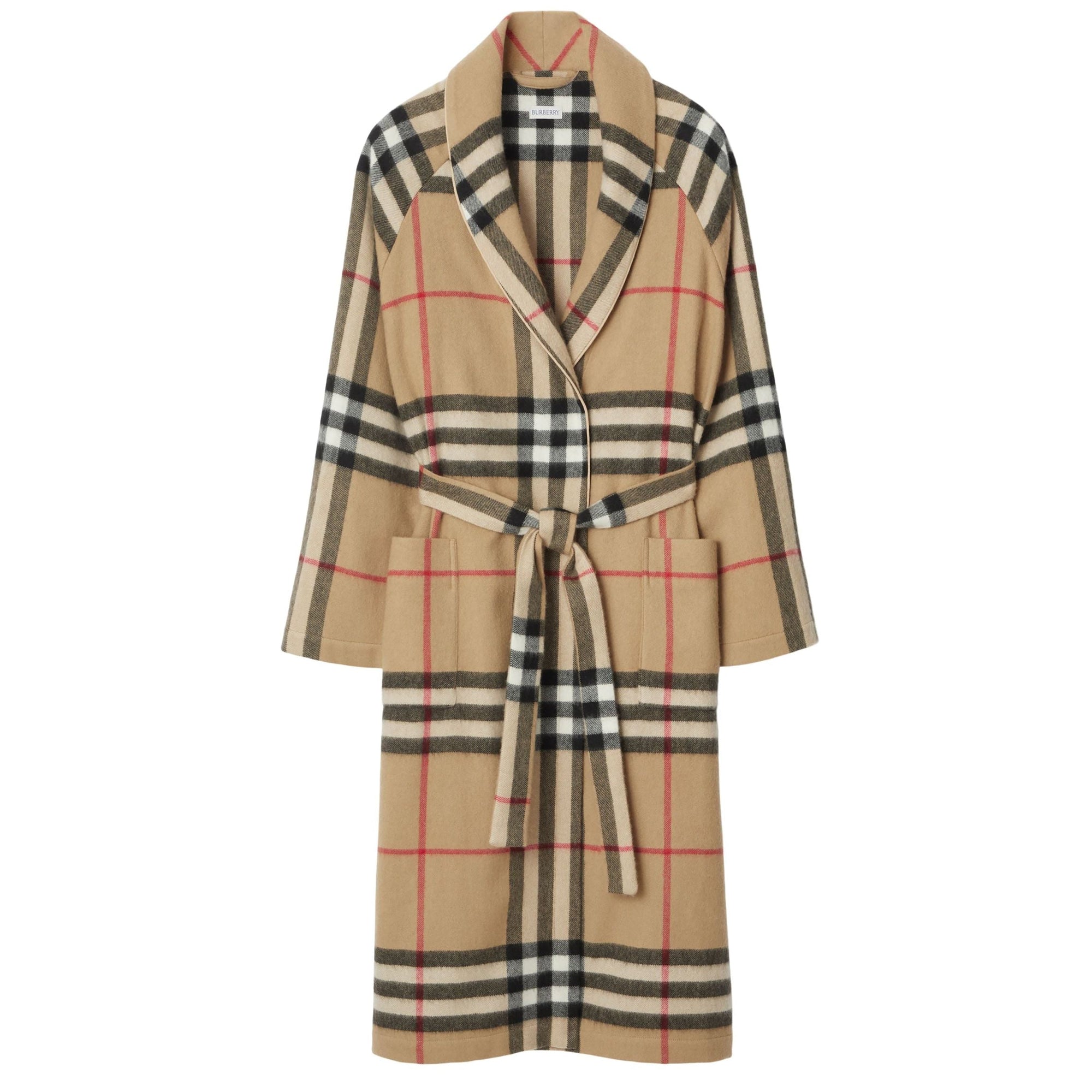 Peignoir en cachemire à motif check - Archive Beige