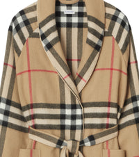 Peignoir en cachemire à motif check - Archive Beige