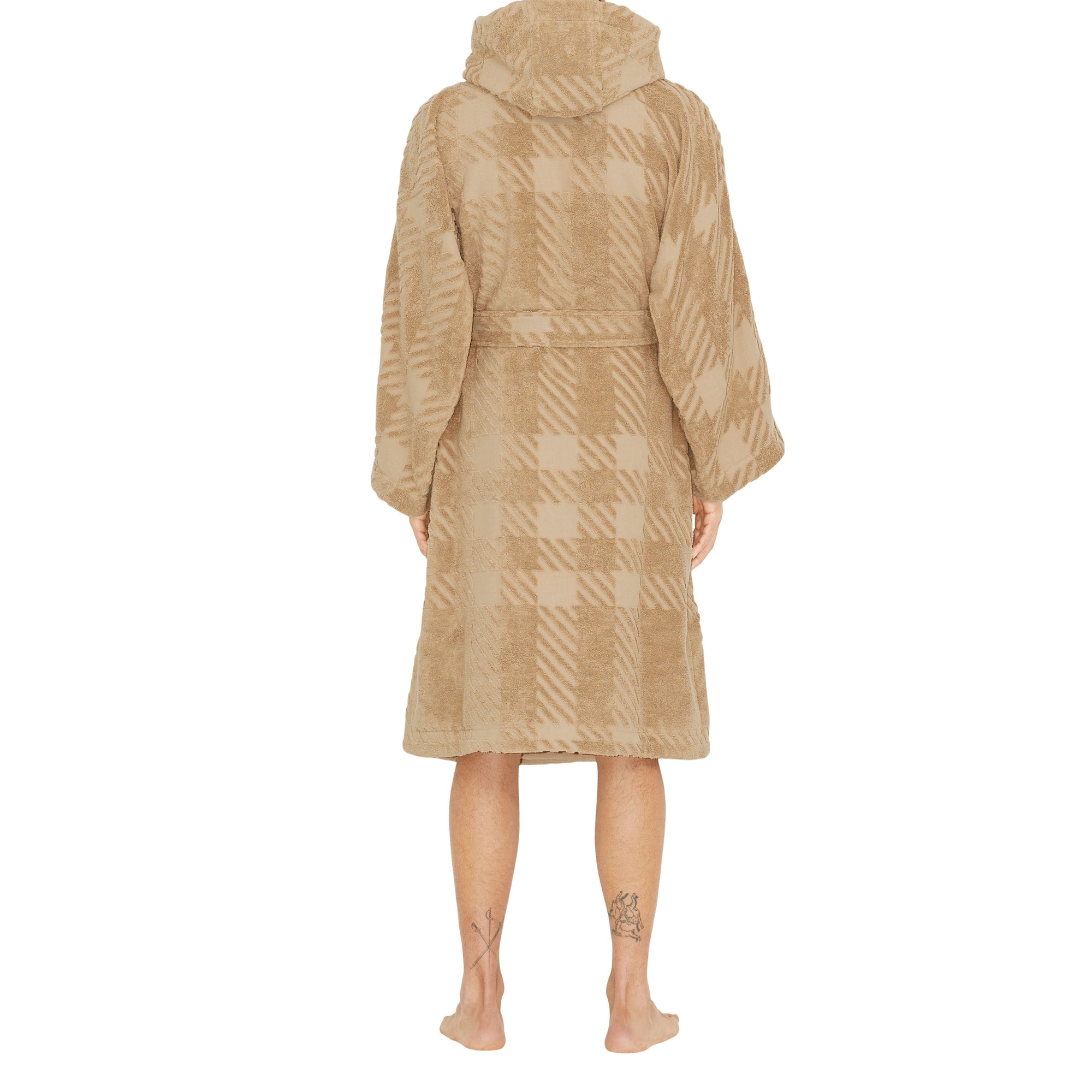 Peignoir à capuche à motif check - Archive Beige