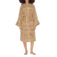 Peignoir à capuche à motif check - Archive Beige