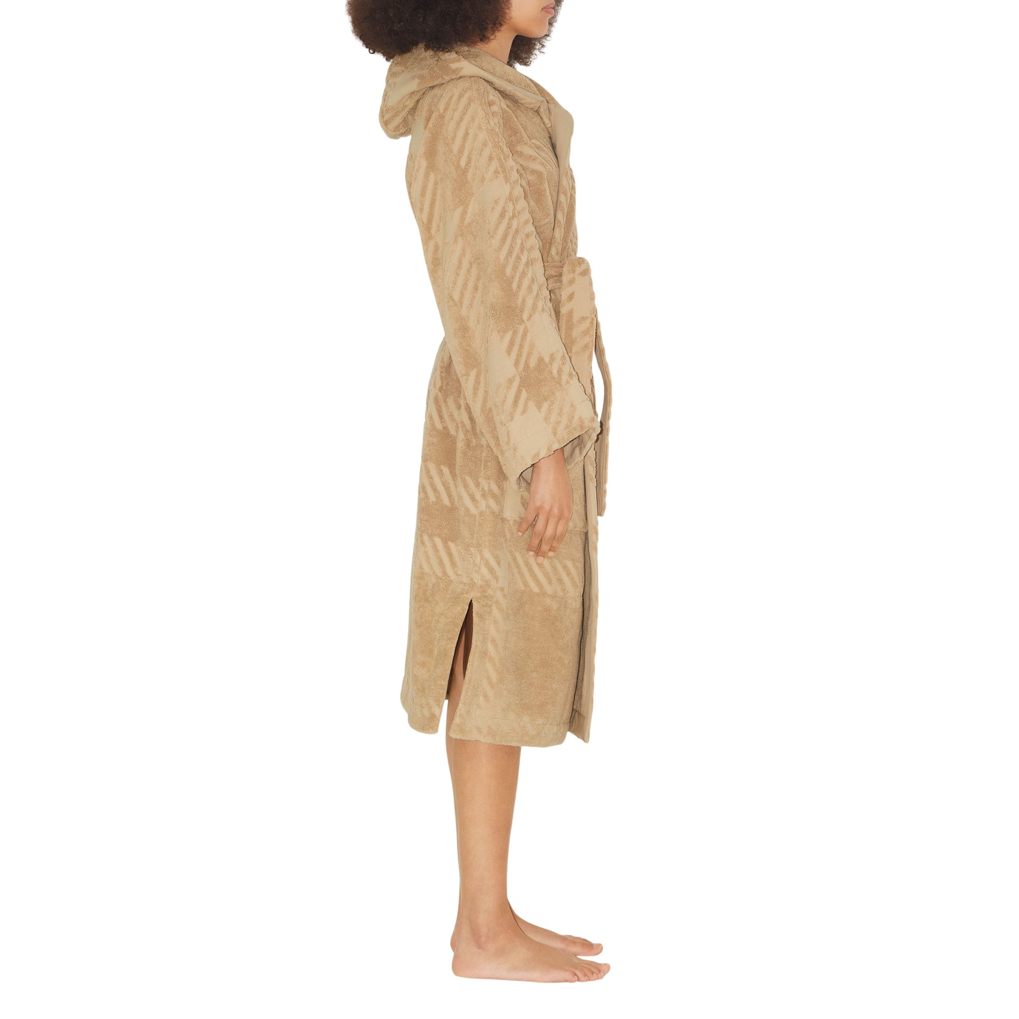Peignoir à capuche à motif check - Archive Beige