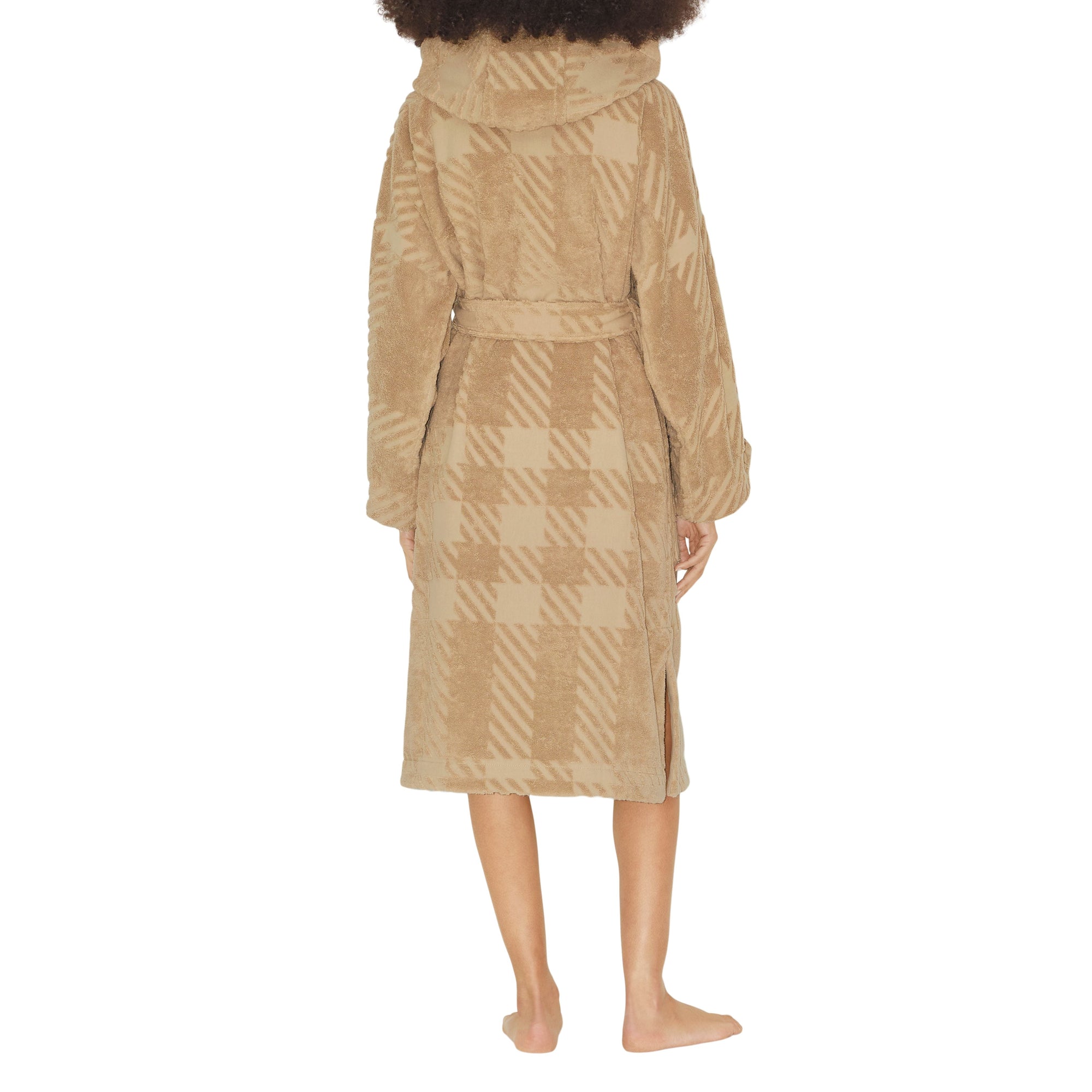 Peignoir à capuche à motif check - Archive Beige