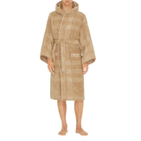 Peignoir à capuche à motif check - Archive Beige