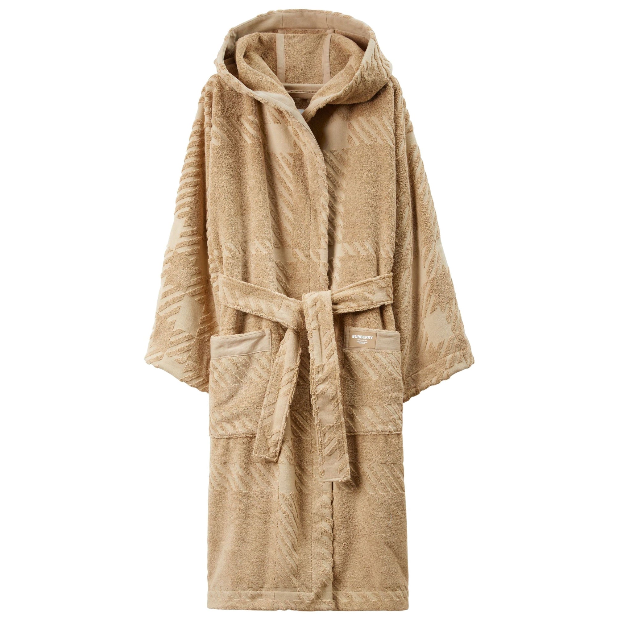 Peignoir à capuche à motif check - Archive Beige
