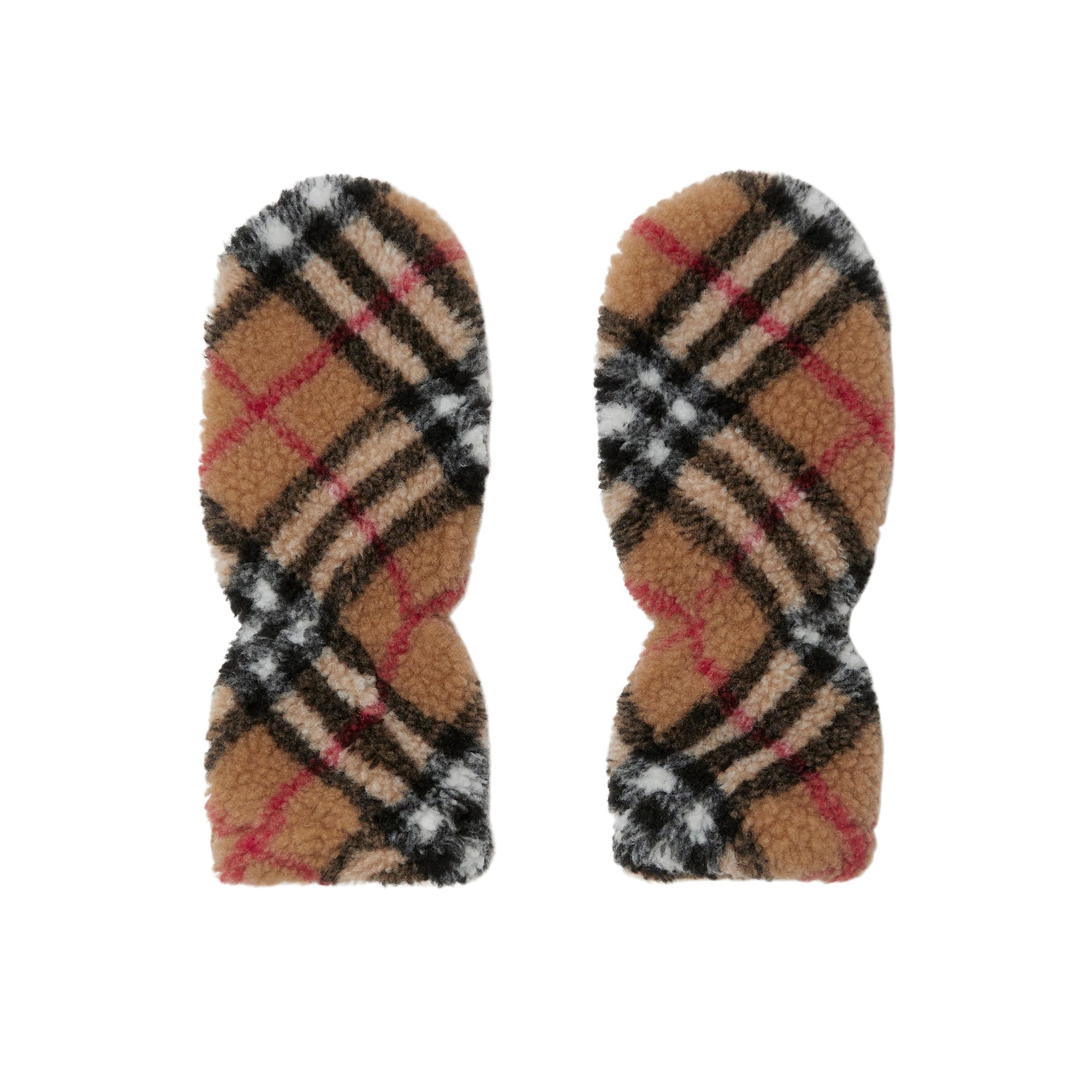 Moufles en laine molletonnée à motif check - Archive Beige Check