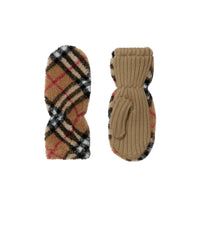Moufles en laine molletonnée à motif check - Archive Beige Check