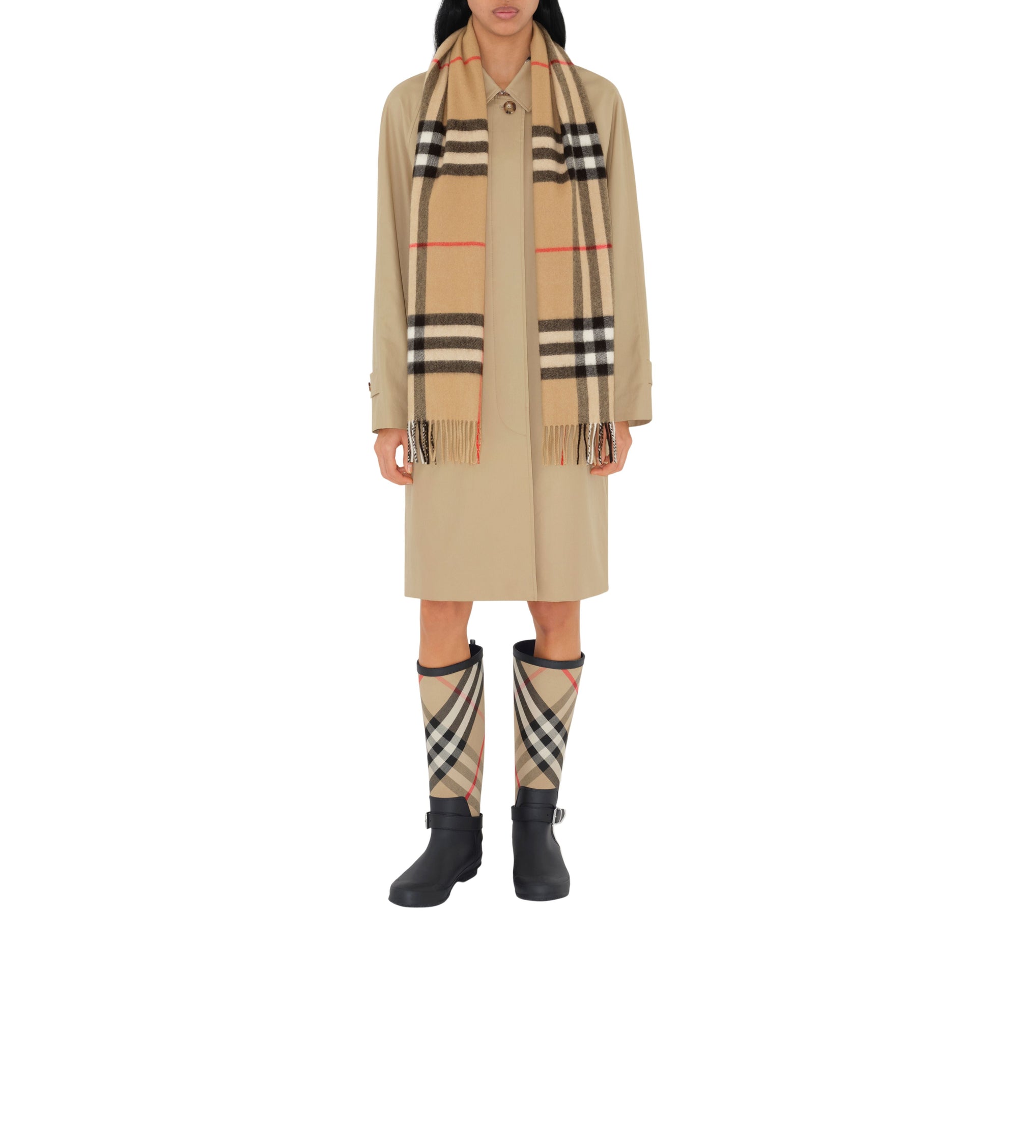 Écharpe en cachemire Burberry à motif check - Check Beige