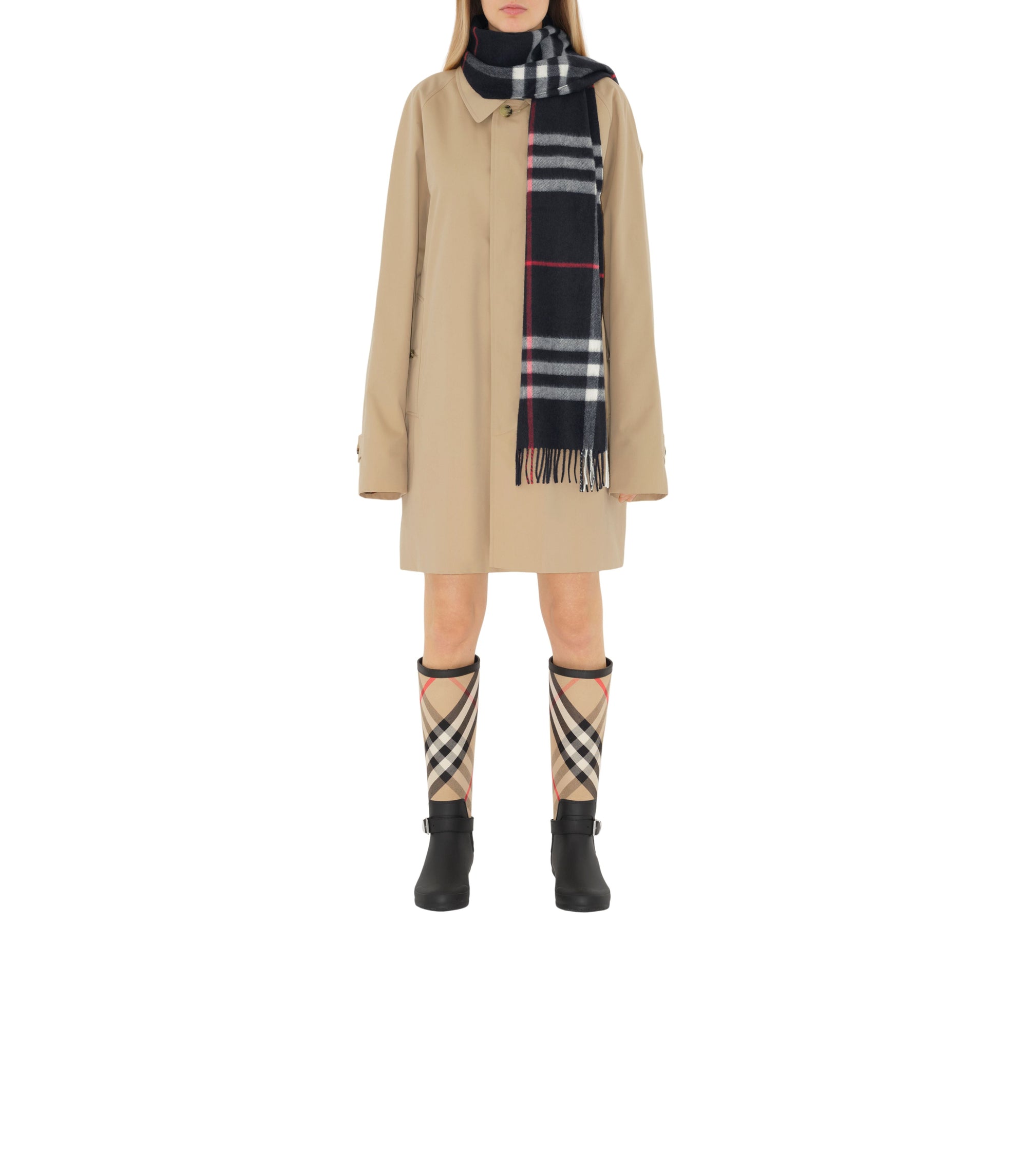 Écharpe en cachemire à motif check - Navy
