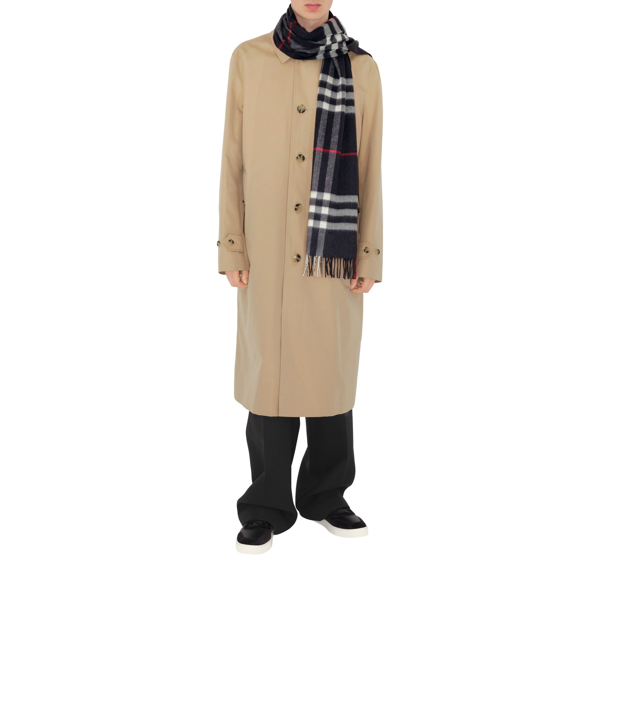 Écharpe en cachemire à motif check - Navy