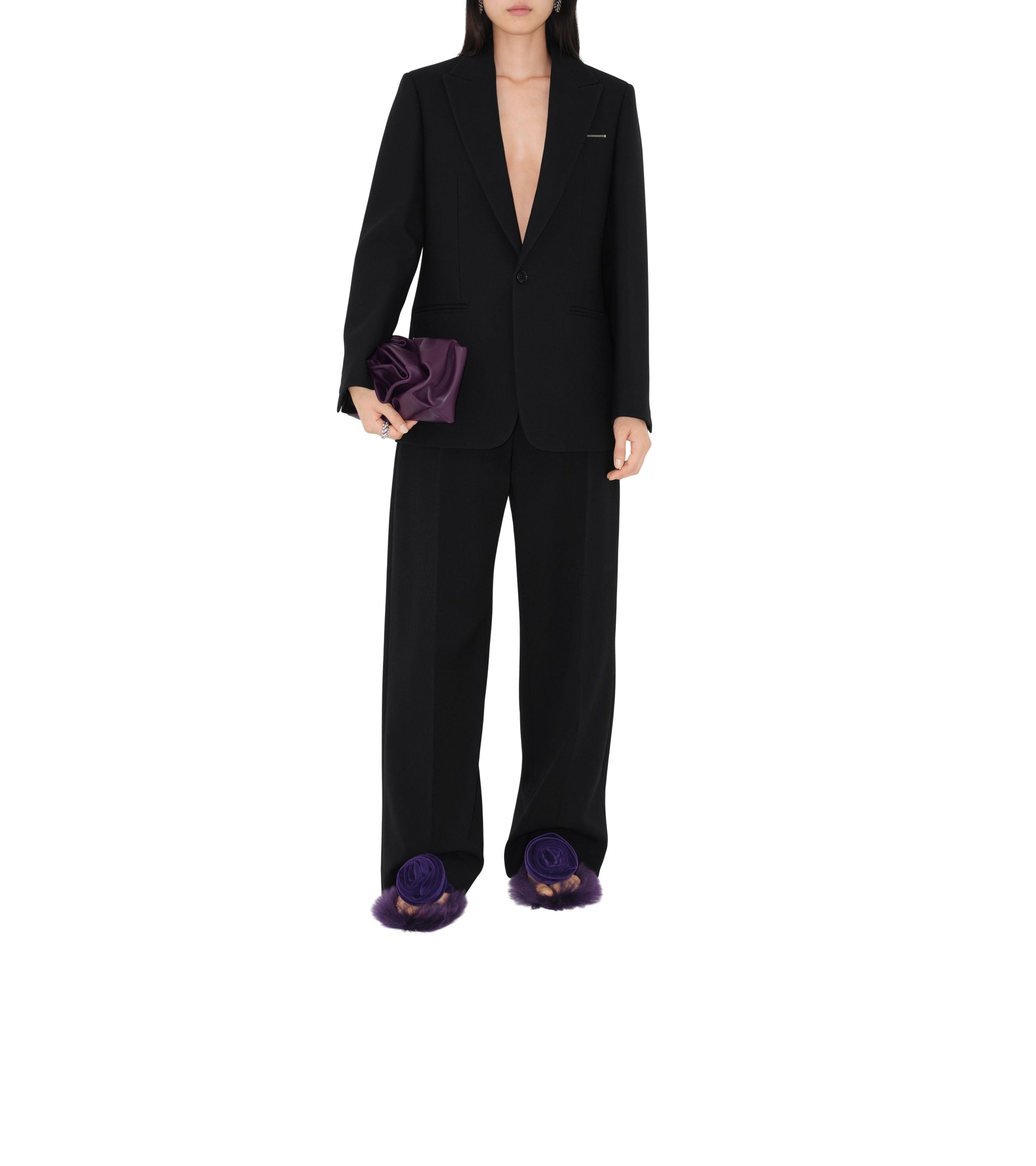 Pantalon tailleur en laine mélangée - Black