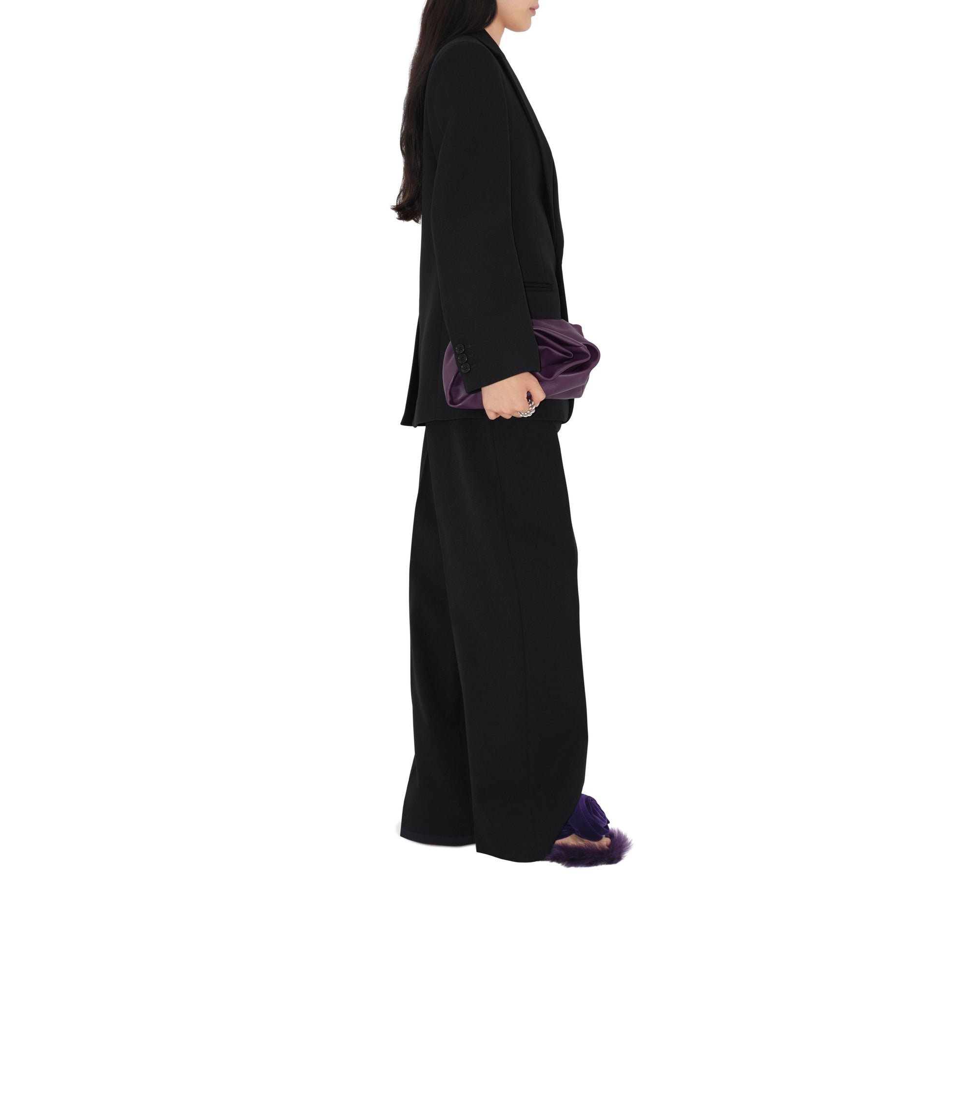 Pantalon tailleur en laine mélangée - Black