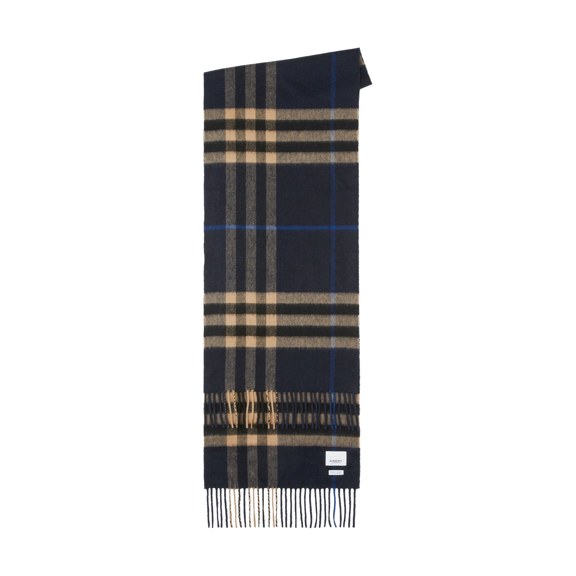Écharpe en cachemire Burberry à motif check - Indigo & Mid Camel