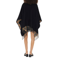 Cape réversible en laine à motif check - Black