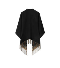 Cape réversible en laine à motif check - Black