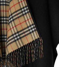 Cape réversible en laine à motif check - Black