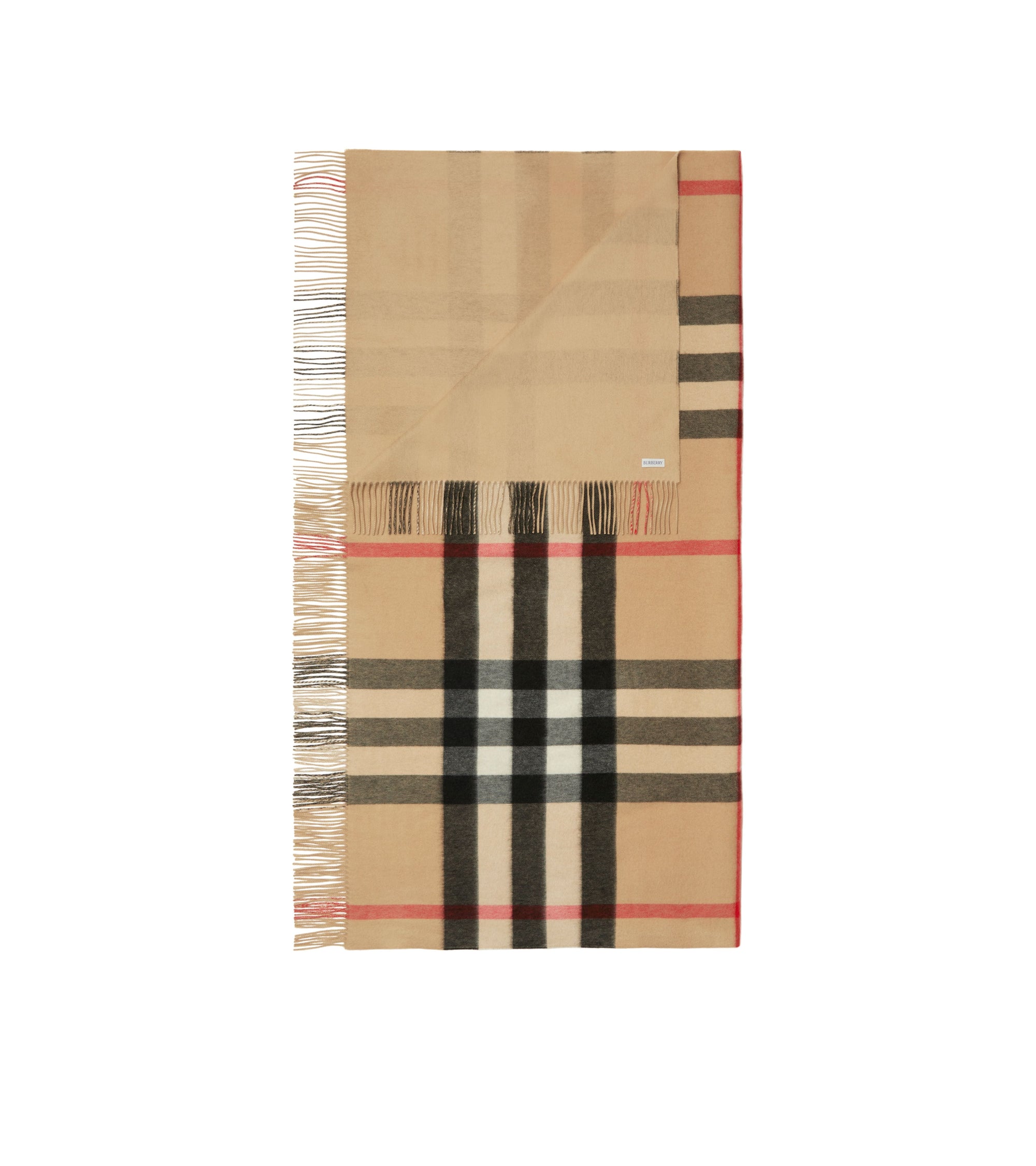 Couverture en cachemire à motif check - Archive Beige