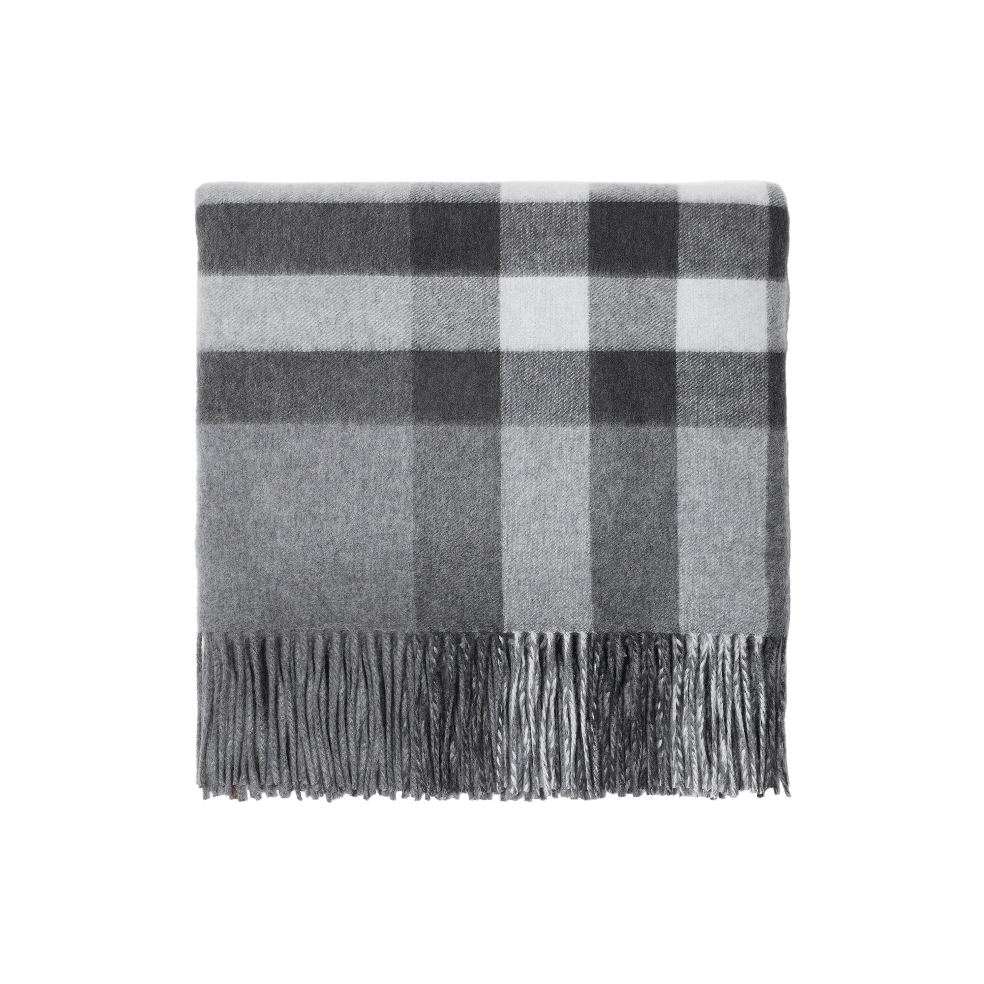 Couverture en cachemire à motif check - Grey