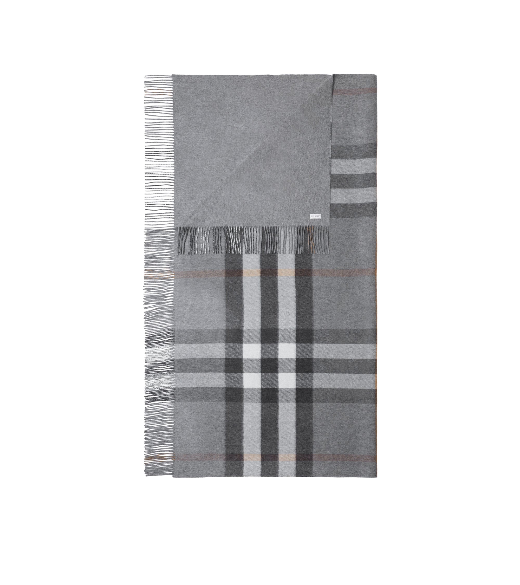Couverture en cachemire à motif check - Grey