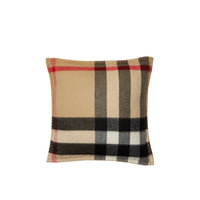 Coussin en cachemire à motif check - Archive Beige
