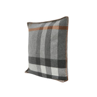 Coussin en cachemire à motif check - Grey