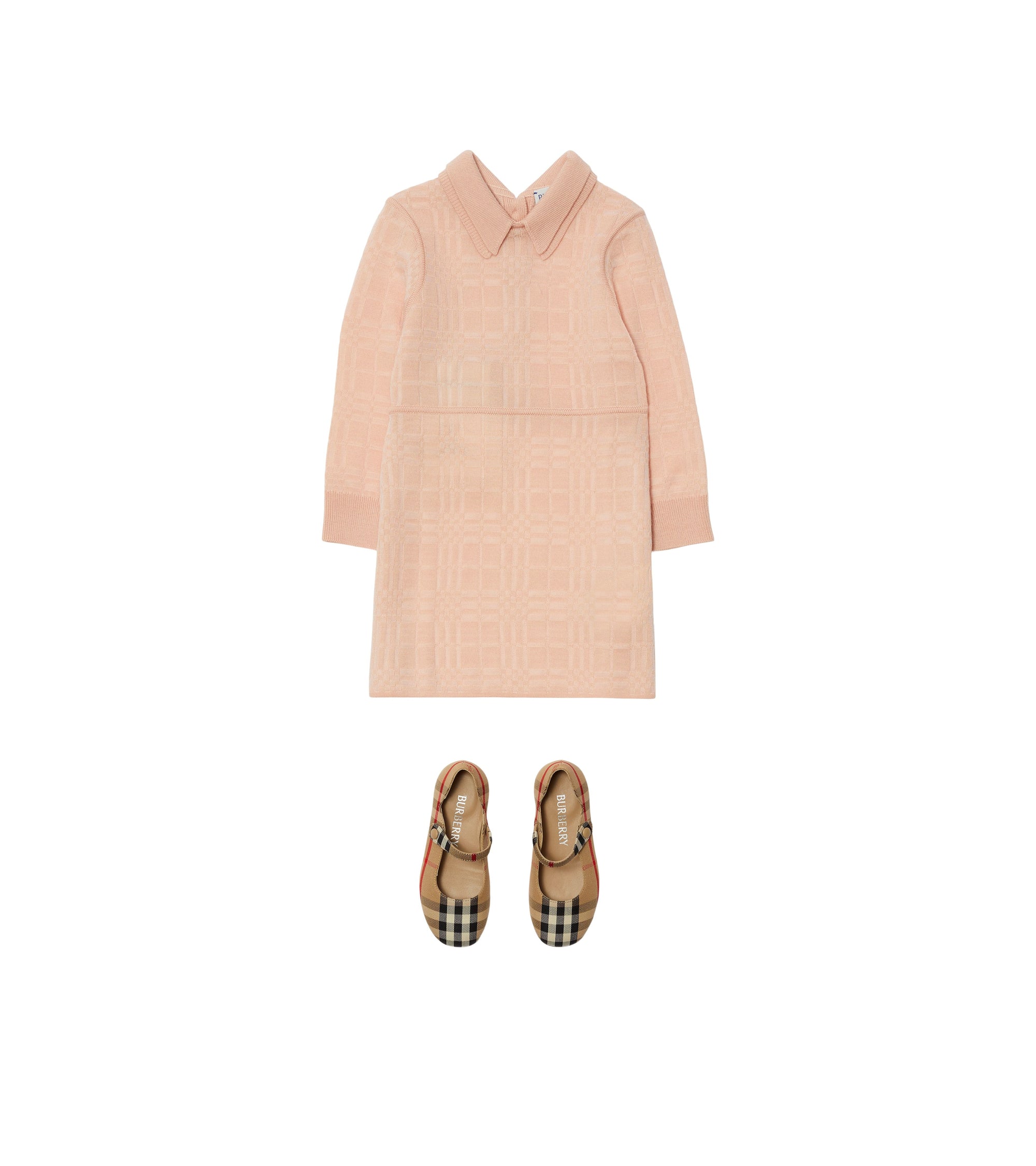 Robe en laine mélangée à motif check - Coral Rose