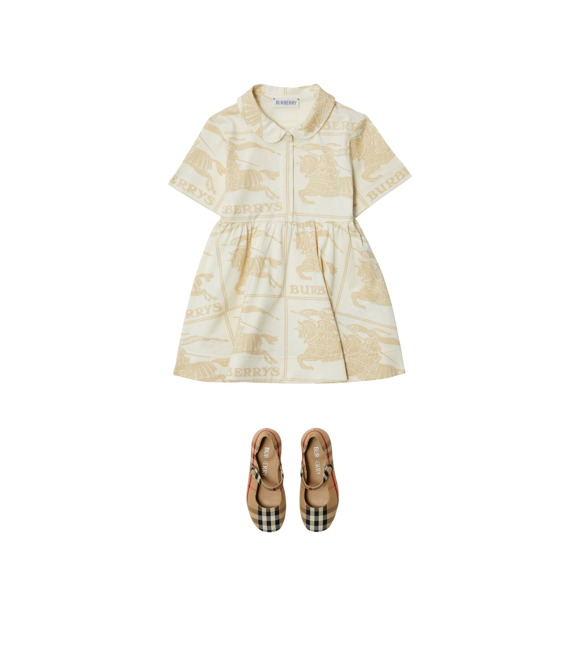 Robe en coton à motif cavalier - Pale Cream
